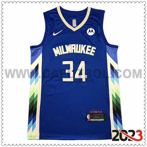 Maglia Milwaukee Bucks (ANTETOKOUNMPO #34) 2023/24 Blu -02