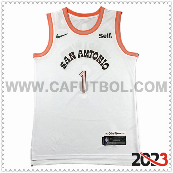Maglia San Antonio Spurs (WEMBANYAMA #1) 2023/24 Bianco/Arancia