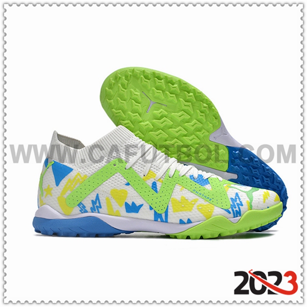 PUMA Scarpe Da Calcio Future X Powercat Tokyo Match TF Bianco/Blu/Verde
