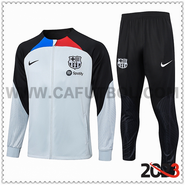 Tuta Allenamento Giacca Giacca Calcio FC Barcellona Bianco/Nero 2023 2024