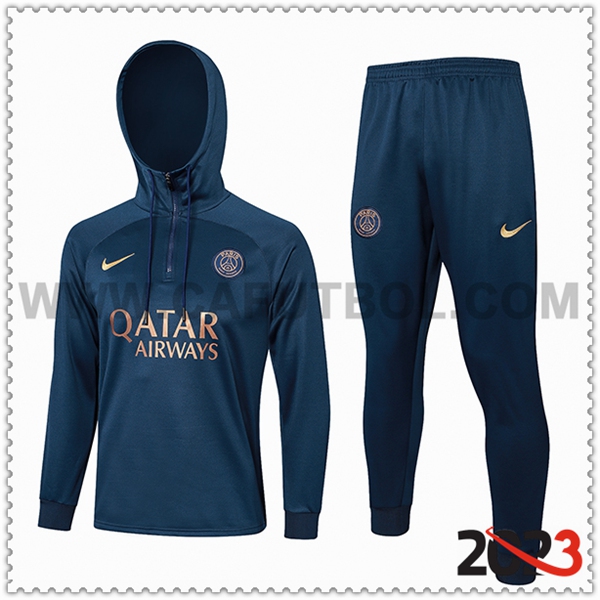 Giacca Con Cappuccio Tuta PSG Blu Scuro 2023 2024