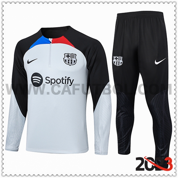 Tuta Allenamento Giacca FC Barcellona Bianco/Nero 2023 2024