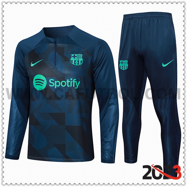Tuta Allenamento Giacca FC Barcellona Blu/Verde 2023 2024