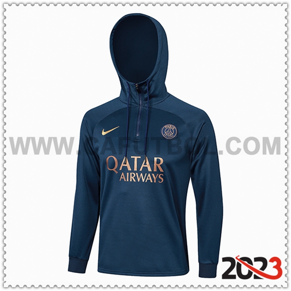 Felpa Allenamento Cappuccio PSG Blu Scuro 2023 2024