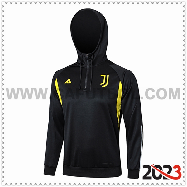 Felpa Allenamento Cappuccio Juventus Nero/Giallo 2023 2024