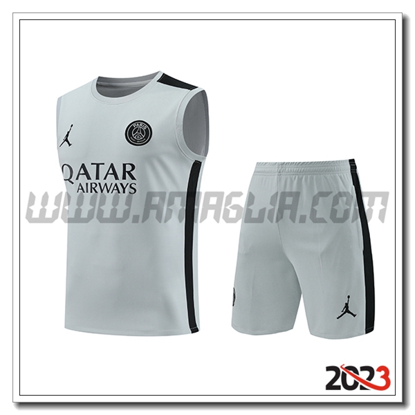 Kit Canotta Allenamento + Pantaloncini PSG Bianco/Nero 2023 2024