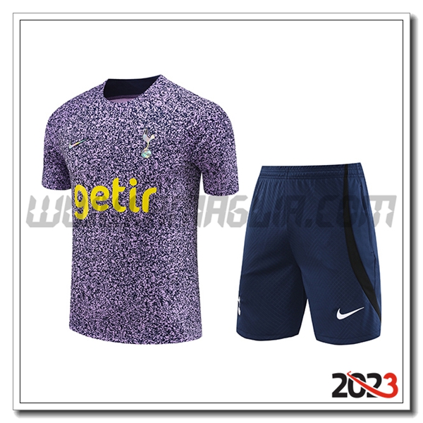 Kit Maglia Allenamento + Pantaloncini Tottenham Hotspur viola/Blu 2023 2024