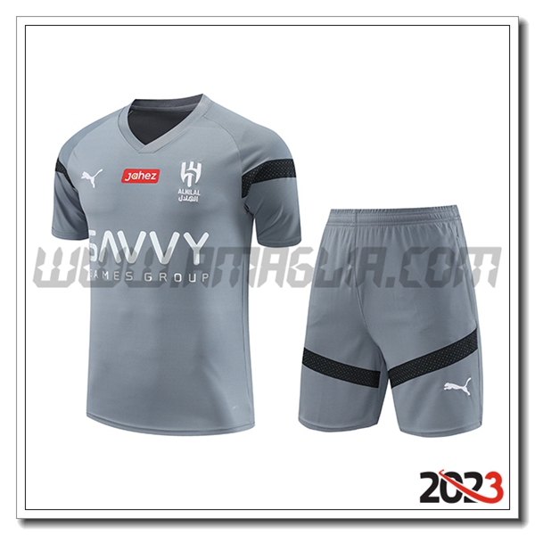 Kit Maglia Allenamento + Pantaloncini Al-Hilal Grigio 2023 2024