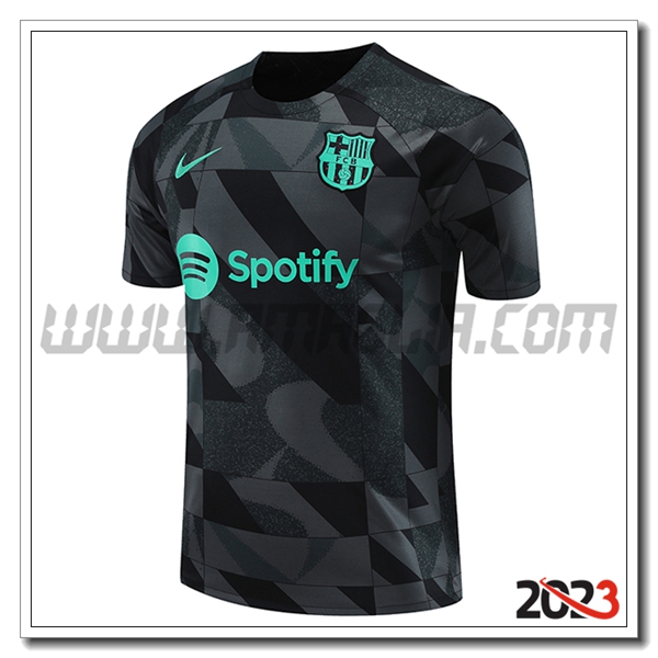 T Shirt Allenamento FC Barcellona Nero/Grigio/Verde 2023 2024