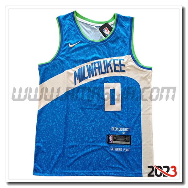 Maglia Milwaukee Bucks (LILLARD #0) 2023/24 Blu/Bianco
