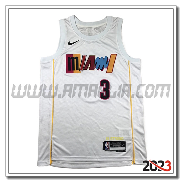 Maglia Miami Heat (WADE #3) 2023/24 Bianco -06