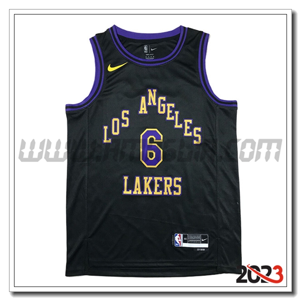 Maglia Los Angeles Lakers (JAMES #6) 2023/24 Nero/viola/Giallo
