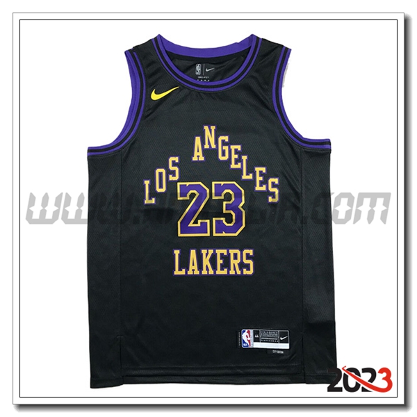 Maglia Los Angeles Lakers (JAMES #23) 2023/24 Nero/viola/Giallo