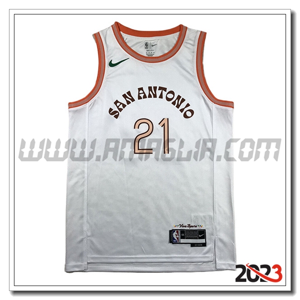 Maglia San Antonio Spurs (DUNCAN #21) 2023/24 Bianco -03