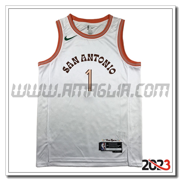 Maglia San Antonio Spurs (WEMBANYAMA #1) 2023/24 Bianco -04