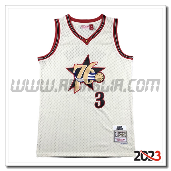 Maglia Philadelphia 76ers (IVERSON #3) 2023/24 Beige