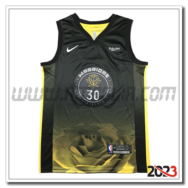 Maglia Golden State Warriors (CURRY #30) 2023/24 Nero/Giallo -04