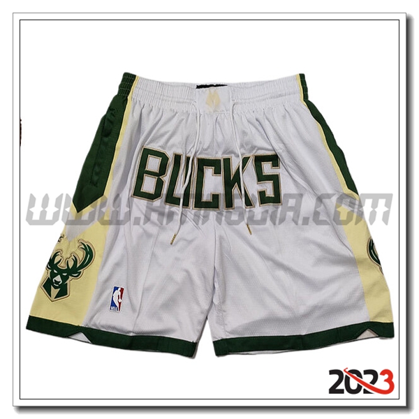 Pantaloncini NBA Milwaukee Bucks 2023/24 Bianco/Verde/Giallo