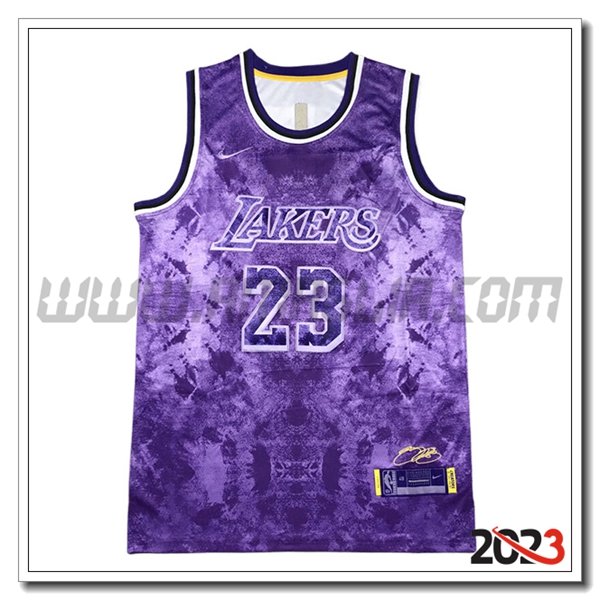 Maglia Los Angeles Lakers (JAMES #23) 2023/24 viola -02