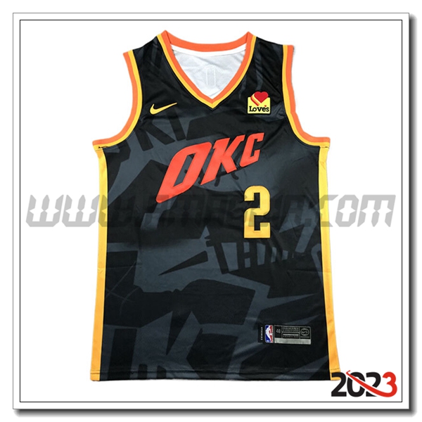 Maglia Oklahoma City Thunder (GILGEOUS-ALEXANDER #2) 2023/24 Nero/Rosso/Giallo