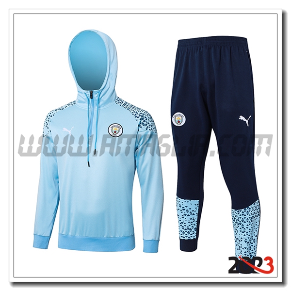 Giacca Con Cappuccio Tuta Manchester City Blu/Nero 2023 2024