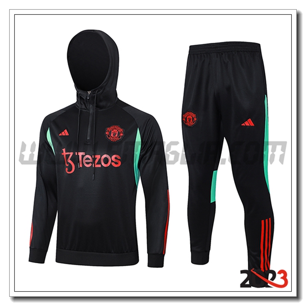 Giacca Con Cappuccio Tuta Manchester United Nero/Rosso/Verde 2023 2024