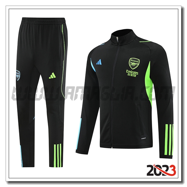 Tuta Allenamento Giacca Arsenal Nero/Verde 2023 2024