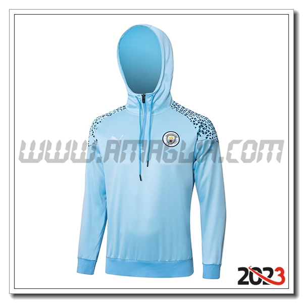 Felpa Con Cappuccio Manchester City Blu/Nero 2023 2024