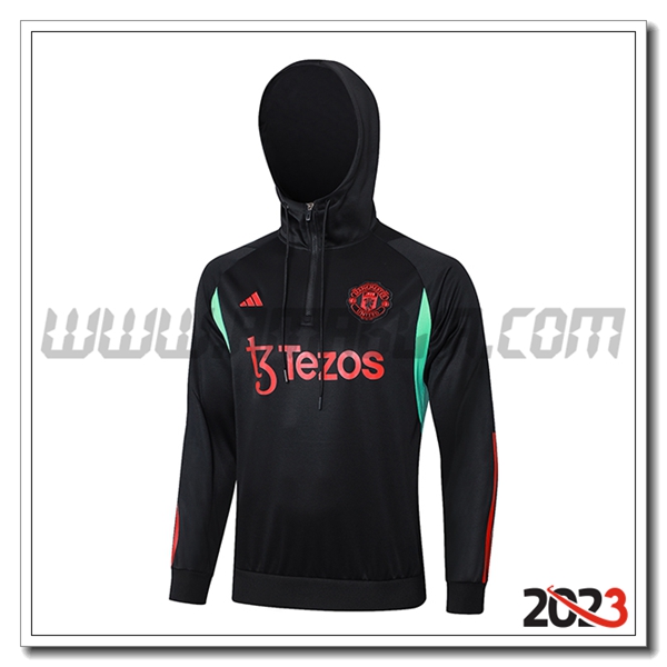 Felpa Con Cappuccio Manchester United Nero/Rosso/Verde 2023 2024