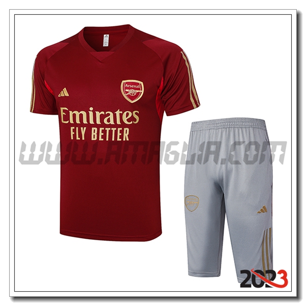Kit Maglia Allenamento + Pantaloncini Arsenal Rosso 2023 2024 -05