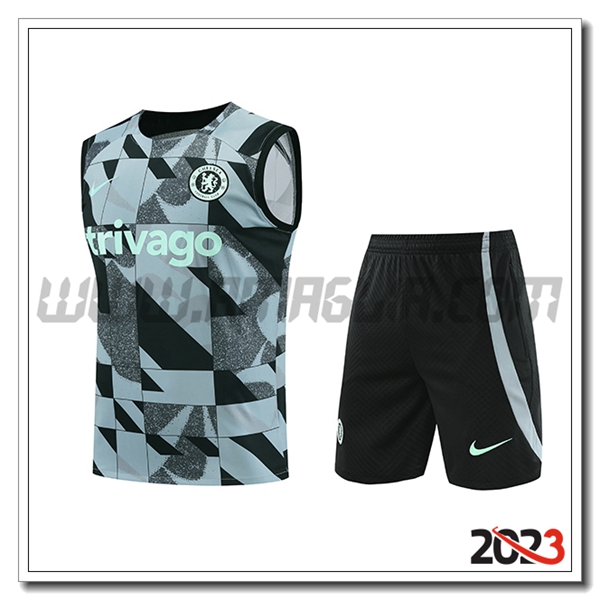 Kit Canotta Allenamento + Pantaloncini FC Chelsea Verde/Nero/Grigio 2023 2024