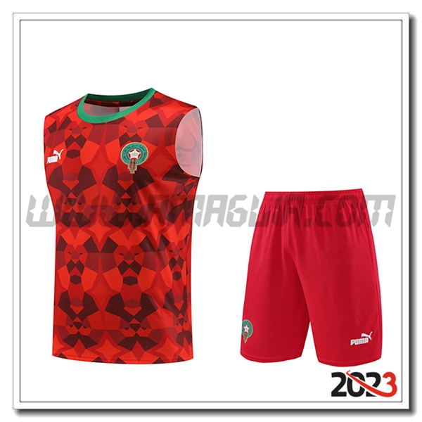 Kit Canotta Allenamento + Pantaloncini Marocco Rosso 2023 2024