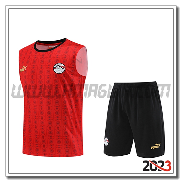 Kit Canotta Allenamento + Pantaloncini Egitto Rosso/Nero 2023 2024