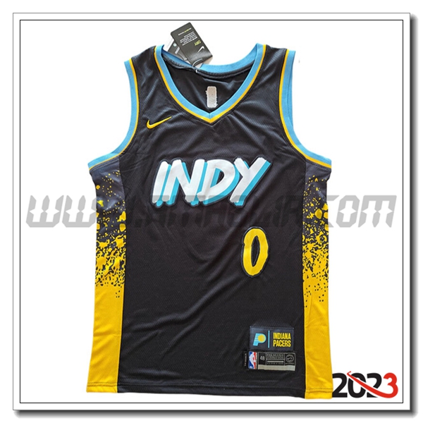 Maglia Indiana Pacers (HALIBURTON #0) 2023/24 Nero/Giallo -04