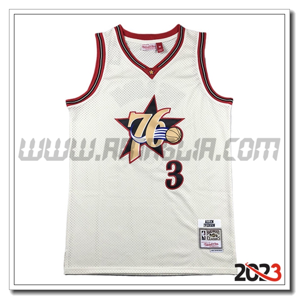 Maglia Philadelphia 76ers (IVERSON #3) 2023/24 Bianco/Nero