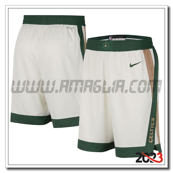 Pantaloncini NBA Boston Celtics 2023/24 Bianco/Verde -02