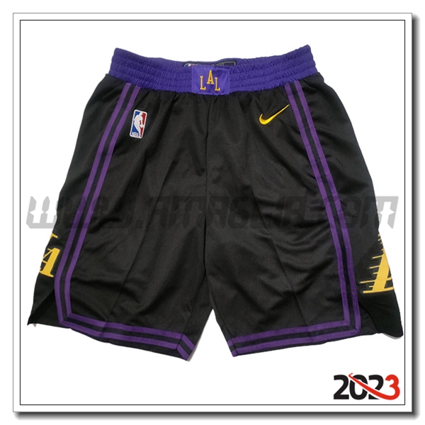 Pantaloncini NBA Los Angeles Lakers 2023/24 Nero/viola -03
