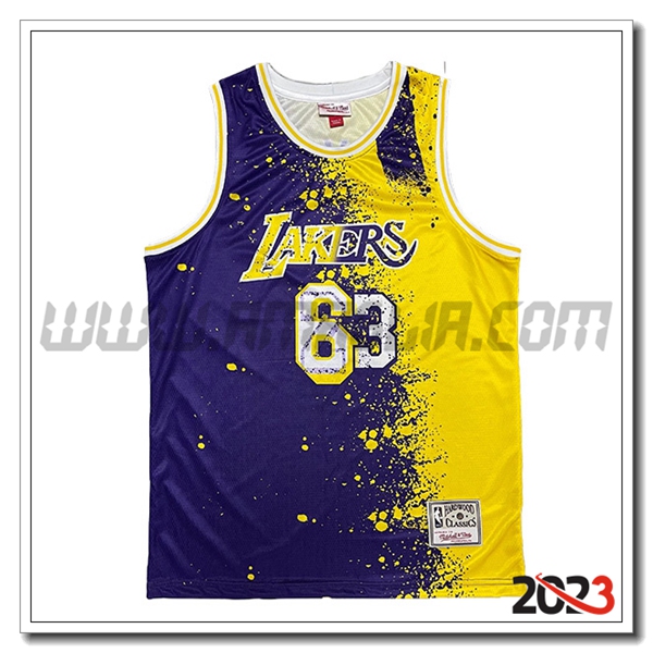 Maglia Los Angeles Lakers (JAMES #23) 2023/24 viola/Giallo -02