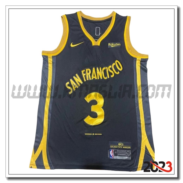 Maglia Golden State Warriors (PAUL #3) 2023/24 Nero/Giallo -02