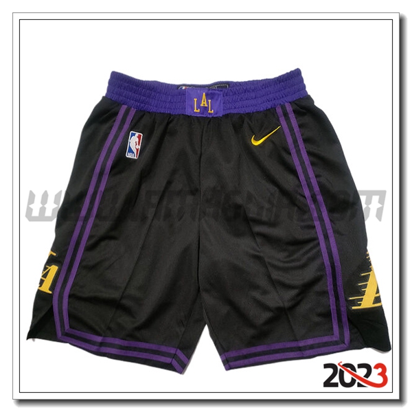 Pantaloncini NBA Los Angeles Lakers 2023/24 Nero/viola -02