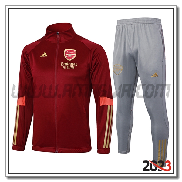 Tuta Allenamento Giacca Arsenal Rosso/Grigio 2023 2024