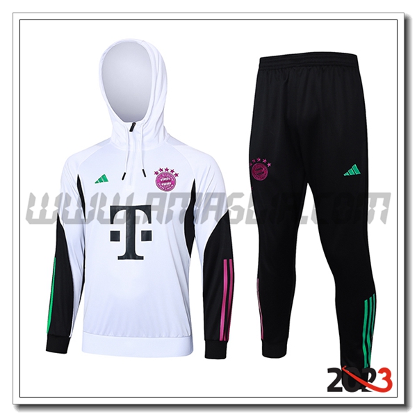 Giacca Con Cappuccio Tuta Bayern Monaco Bianco/Nero 2023 2024