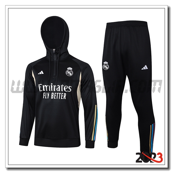 Giacca Con Cappuccio Tuta Real Madrid Nero 2023 2024 -03