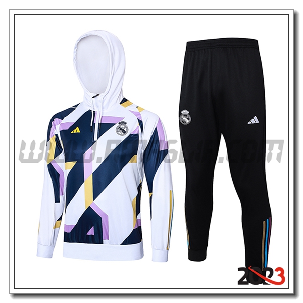 Giacca Con Cappuccio Tuta Real Madrid Bianco/Blu/viola 2023 2024