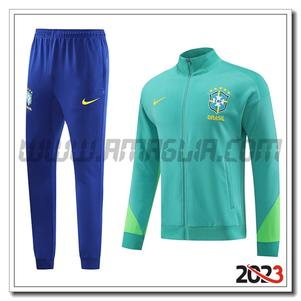 Tuta Allenamento Giacca Brasile Verde/Blu 2023 2024
