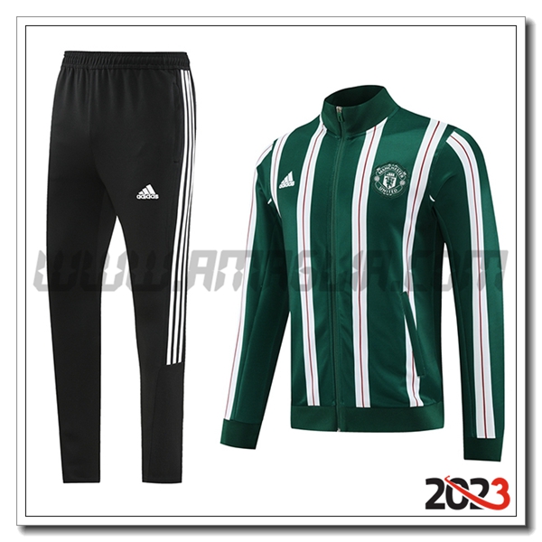 Tuta Allenamento Giacca Manchester United Verde/Bianco/Nero 2023 2024