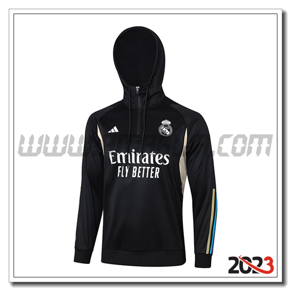 Felpa Allenamento Cappuccio Real Madrid Nero 2023 2024