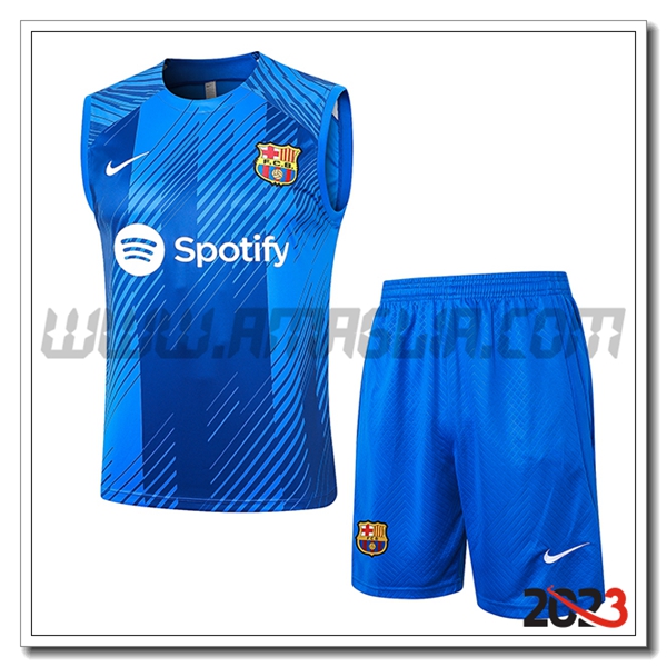 Kit Canotta Allenamento + Pantaloncini FC Barcellona Blu 2023 2024 -06