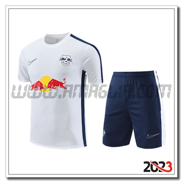 Kit Maglia Allenamento + Pantaloncini RB Leipzig Bianco/Blu 2023 2024