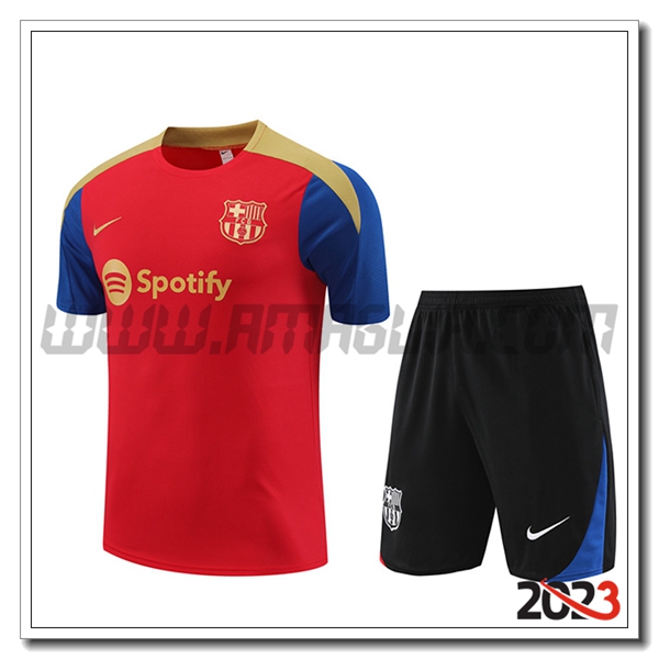 Kit Maglia Allenamento + Pantaloncini FC Barcellona Rosso/Giallo/Blu/Nero 2023 2024